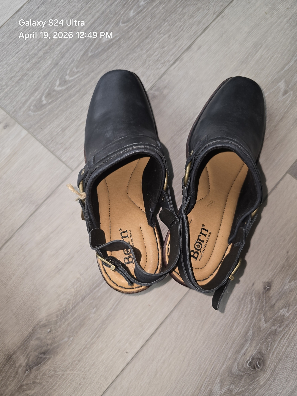 Born Black Leather Slingback Mules with Buckle Detail - Picture 3 of 6